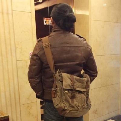 China High Quality Canvas T2138 Mens Canvas Sling Bag Military Bag Black Messenger Bag For Man for sale