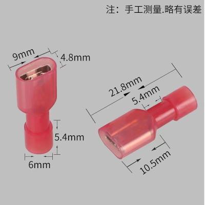 China Tin Lug Connector FDFD1-250 Factory Direct Sales Trunk Crimp Fully Insulated Nylon 22-16AWG Brass Female Terminal for sale