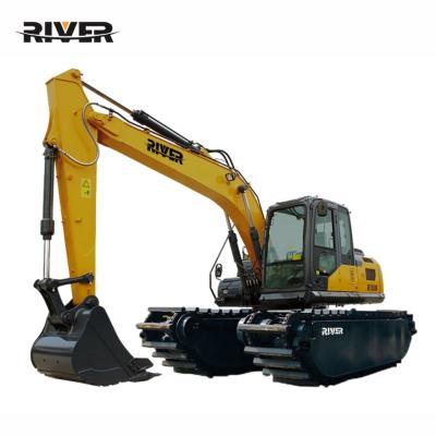 China RIVER-200 20 Ton Amphibious Excavator Machinery Repair Shops River Dredging Excavator with Pontoon Undercarriage and Dredge Pump for sale