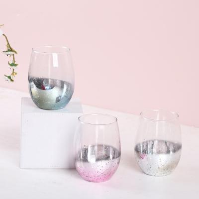 China Colorful Plated Stemless Star Top Selling Amazon Bar Accessories Party Juice Wine Glass Tumbler Glass Coffee Mug for sale