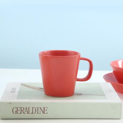 China 200CC Matte Daily Use Custom Red Color Luster Office Straight Water Viable Coffee Ceramic Milk Mug for sale