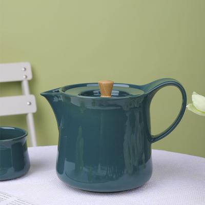 China Factory Direct Selling Viable Items Wedding Gift Tea Coffee Set Nordic Dark Green Chinese Ceramic Teapots With Lid for sale