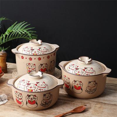 China Super Markets Sustainable Goods Cat Decal Kitchen Casserole Cooking Pots Custom Cookware Insulated Casserole Set With Cover for sale