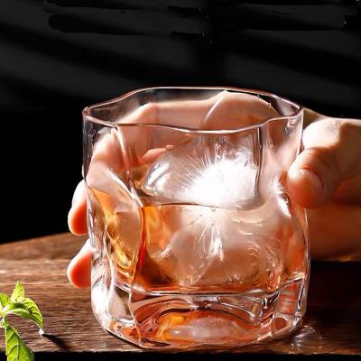 China Beautiful and durable promotional household new hot-selling crystal whiskey cut glass design embossed glass for sale