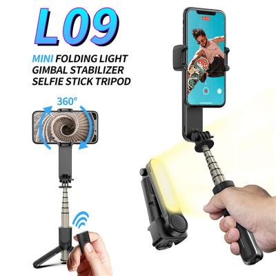 China New L09 Handheld 1-Axis Gimbal Rotary Phone Video Stabilizer With Led Light Radio Selfie Stick TripodHot Selling Products for sale