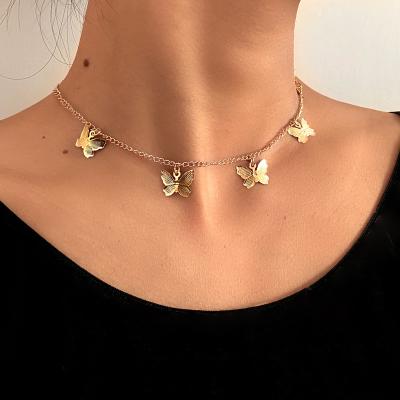 China FASHIONABLE Bohemian Cute Necklace Female Gold and Silver Clavicle Chain Fashion Jewelry Butterfly Necklace for sale