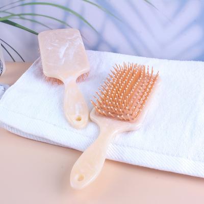 China Fashionable White Jade Texture Square Airbag Massage Scalp Comb Cushion Air Pattern Marble Look Plastic Comb for sale