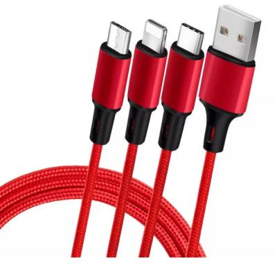 China 3 in 1 New 3 in 1 Data Charging Cable Type C Micro USB Cable for iPhone Multi Charging Android Mobile Phone Cable Charger for sale