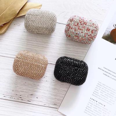 China Fanshion Handwork Diamonds Case Anti-fall Cover PC Case 3D Protective Earphones bling the gold diamond for AirPods pro for sale