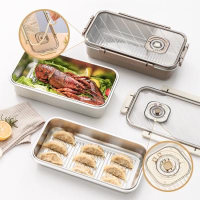 China 304 Stainless Steel Freezer Lunch Box Heatable High Quality Oven Kitchen Food Fresh-keeping Airtight Storage Container for sale