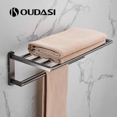 China Fashion Bathroom Accessories Towel Rack Chrome Plating Bath Brass Towel Rack for sale