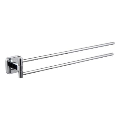 China Fashion Bathroom Hotel Corner Bath Rack Zinc Chrome Hanger Rail Wall Mounted Adjustable Folding Towel Rack for sale