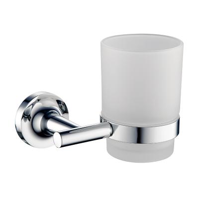 China Modern Bathroom Accessories Zinc Tumbler Holder With Glass Drink Cup Holder for sale