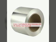 0.4mm Cold Rolled BA Mirror Secondary 304 316 Stainless Steel Sheet Coil