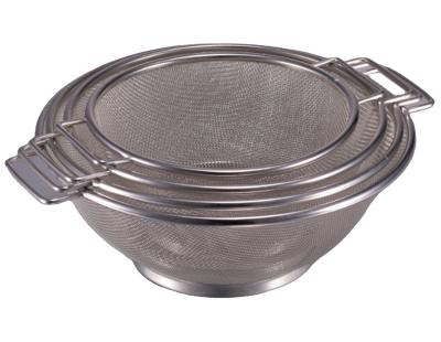 China Stainless Steel Stocked Food Wash Colander Sieve Pasta Mesh Strainer for sale