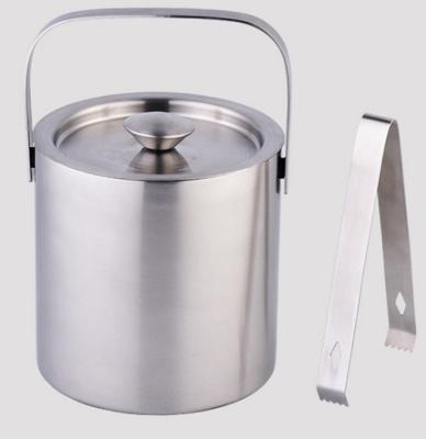 China Sustainable Factory Direct 1200ml Insulated Metal Ice Barrel Cooler Polished Stainless Steel Wine Champagne Beer Ice Buckets With Lid for sale