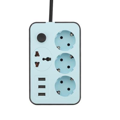 China Industrial universal hole European standard with switch power strip, European style with 3USB socket for sale