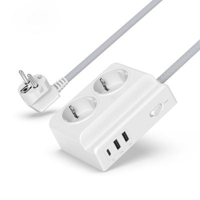 China Industrial German European Type C Multifunctional Power Socket Switch Power Outlet Socket Row 2USB Strip for sale