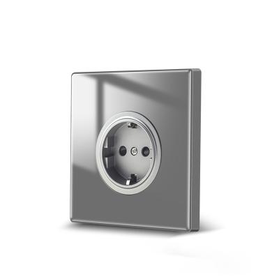 China Gray White Black Crystal Glass 86 Industrial Electrical Panel Gold Socket Wall Outlet EU Power Socket French Standard Type 220V for sale