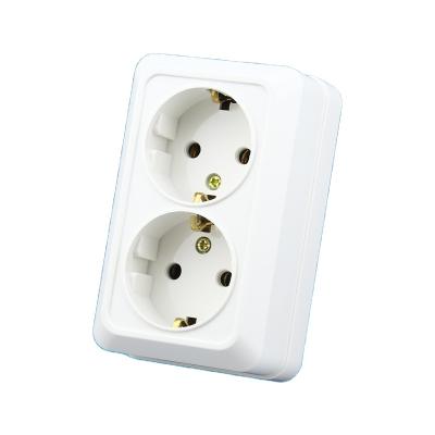 China Industrial European Standard Open Wire Box Wall German Standard Power Socket Surface-mounted Double Socket for sale