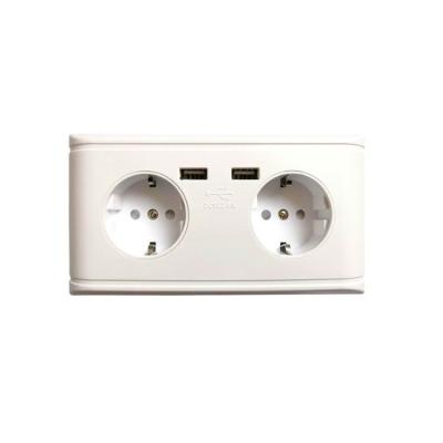 China Industrial Wall Household 16A250V Double Six-Hole Socket European Style German Standard USB Socket for sale