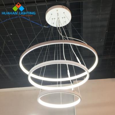 China Modern ROHS Round Suspended Modern Ceiling 3 Rings LED Chandelier Light 3 Rings Round Pendant Lamp Lighting Huahan Lighting SMD 2835 80 for sale