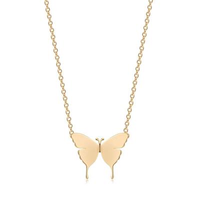 China Fashion Gold Delicacy Initial Necklace 18K Gold Plated Butterfly Name Pendant Necklaces for sale