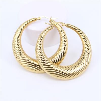 China TRENDY Gold Color Classic Stainless Steel Women Circle Earrings Girls Shape Big Korean Earrings for sale