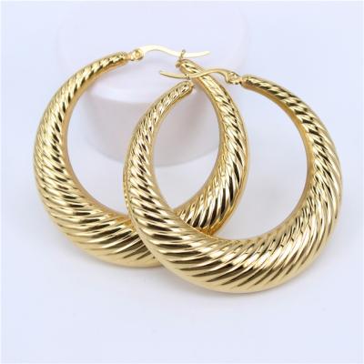 China Fashion TRENDY Classic Korean Big Circle Hoop Earrings Fashion Gold Color Stainless Steel For Women Girls for sale