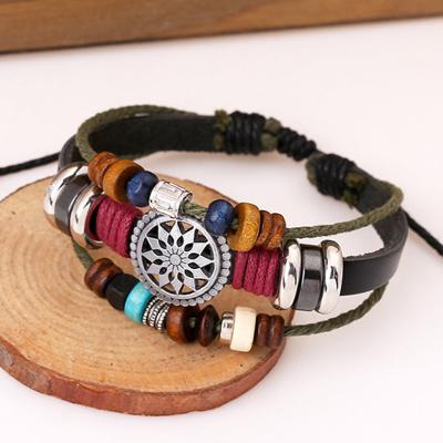 China FASHIONABLE Hot Selling Hip Hop Rosary Leather Bracelet, Suitable For Daily Life For Men for sale