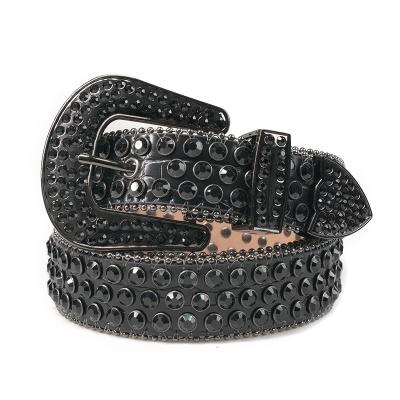 China PU (more than > > please contact us) OEM Fashion Bling Diamond Cowboy Leather Crystal Rhinestone Belt For Women Men for sale