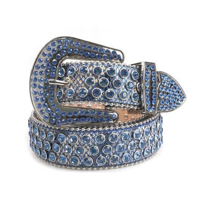 China PU (more > > please contact us) custom western belt buckle rodeo cowgirl rhinestone belts for formal dress, men women fashion rhinestone belt for sale