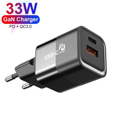 China GaN Tech 33W PD+QC3.0 Mini USB C Plug UK USA EU KS Mobile Phone Charger For iPhone13 Mini Pro Max For iPad And More for sale