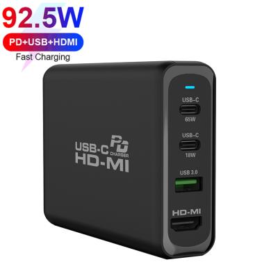 China Palladium Mobile Fast Charger HD-MI Charger High Power PD3.0 USB C OEM ODM 92.5W Combo Docking for sale