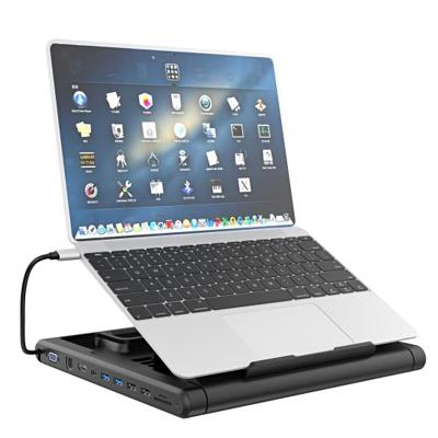 China Multifunctional Adjustable Height Laptop Folding Stand with USB-C Multiple Type C Hub Docking Station TYPE-C V268 for sale