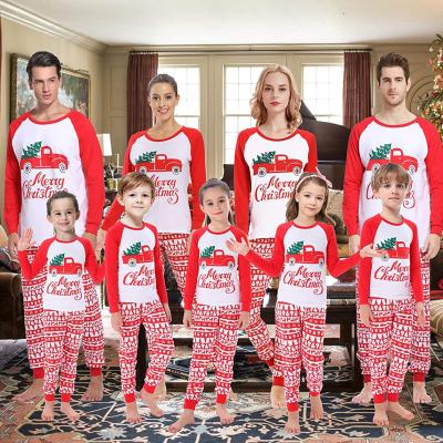 China 2021 Mommy and Me QUICK DRY Christmas Car Print Cotton Christmas Pajamas Family Matching Loungewear Christmas Pajamas Sets for sale