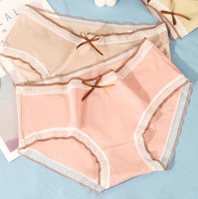 China New Antibacterial Arrive Fashion Modal Panties Micro Waist Young Girls Panties Mid-Waist Lace Breathable Underwear for sale