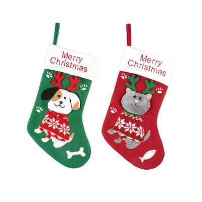 China Fashion New Cute Christmas Stocking Cat Kitted Christmas Tree Supplier Cute Christmas Stocking Holiday Sock Gog Sublimation Sublimation Pattern for sale