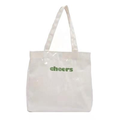 China Fashion Waterproof Wholesale PVC Coated Shiny Cotton Tote Bag For Women Shopping Bag for sale