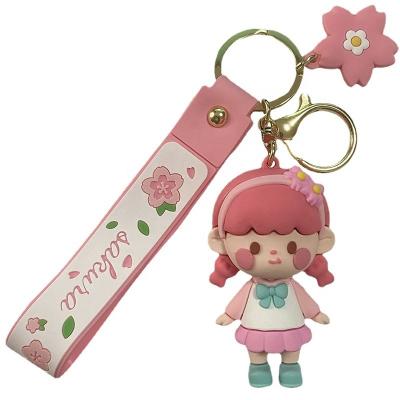 China Pink Cute Cartoon Cute Exquisite Car Stereo Pendant Backpack Girl Fashional Souvenir Gifts Cherry Blossom Key Chain for sale