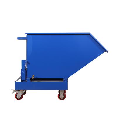 China Custom Building Material Stores Logo Metal Steel Trash Can Workshop Self Dumping Stone Waste Bin Dump Forklift Hopper For Factory Workshop for sale