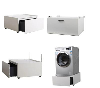 China High Quality Cold Roll Steel Sheet New Style Nordic Minimalist Washing Machine Base With Drawer For Storage White Color Washing Machine Rack Metal for sale