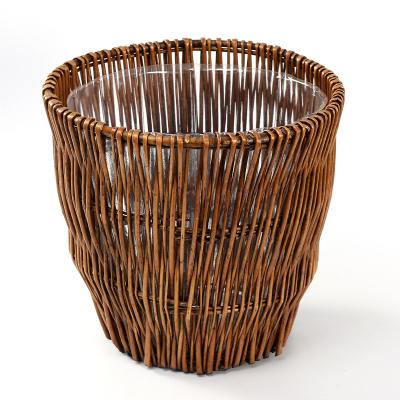 China Eco-Friendly Handmade Woven Rattan Wicker Basket Willow Toy Organizer Storage Basket Waste Bin For Wholesale On Sale for sale