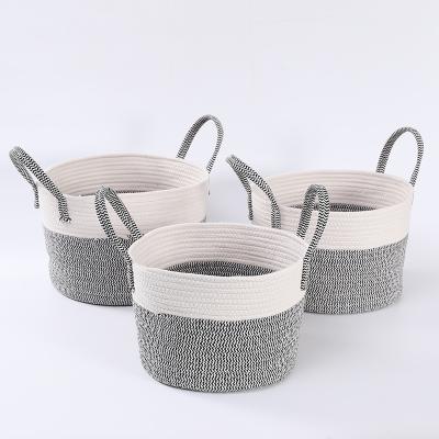 China Durable Eco-friendly Laundry Basket Best Selling Foldable Woven Cotton Rope For Baby Storage Flower Basket for sale