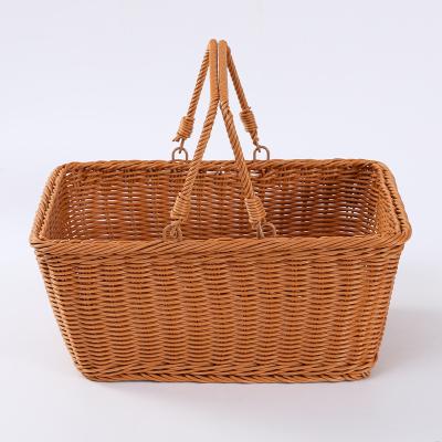 China Europe Hot Popular Good Quality Stackable Storage PP Rattan Plastic Fruit Basket for sale