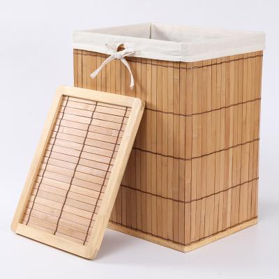 China Sustainable Personalized Laundry Clothes Storage Bathroom Bamboo Basket for sale