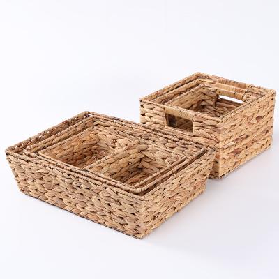 China Sustainable Hot Sales Customized Cube Storage Water Hyacinth Basket for sale