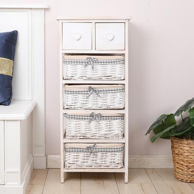 China Contemporary made in china corner wood storage cabinet with wicker basket doors for sale