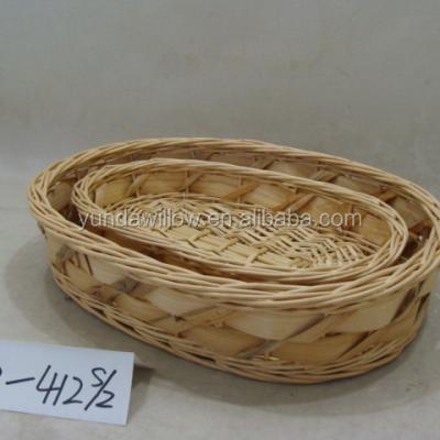 China Viable Wicker Basket Tray Woven Wicker Outdoor Picnic Rectangular Trays for sale