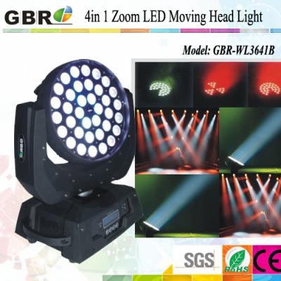 China Professional led stage lighting equipment / 36x10W  RGBW Led Moving Head Wash Zoom for sale